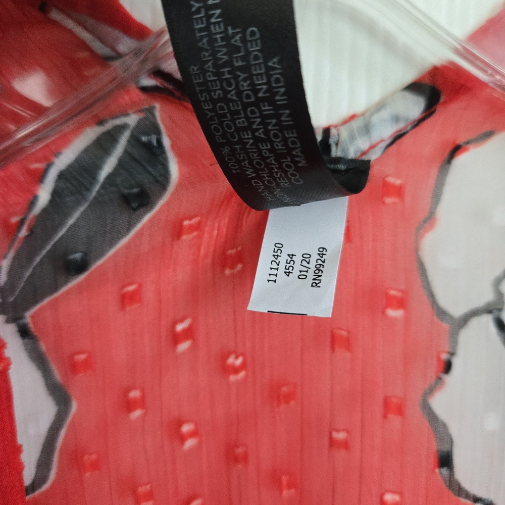 Lane Bryant Red Floral Open Cardigan, Spring, Summer, One Size, Lightweight - Picture 3 of 4